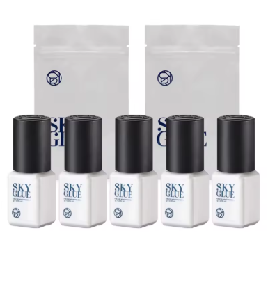 Kit com 5 Frascos de Cola SKY S+ para Extensão de Cílios – 5ml | Original da Coreia, Secagem Rápida e Alta Fixação