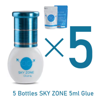 Kit com 10 Frascos de Cola Sky Zone para Extensão de Cílios – 5g | Original da Coreia, Secagem Rápida e Fixação Forte