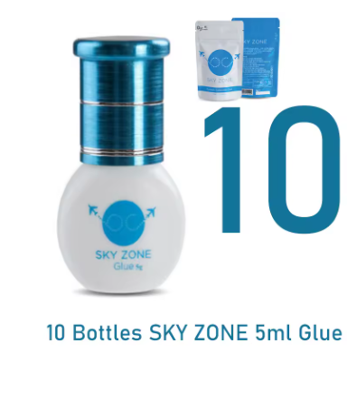 Kit com 10 Frascos de Cola Sky Zone para Extensão de Cílios – 5g | Original da Coreia, Secagem Rápida e Fixação Forte